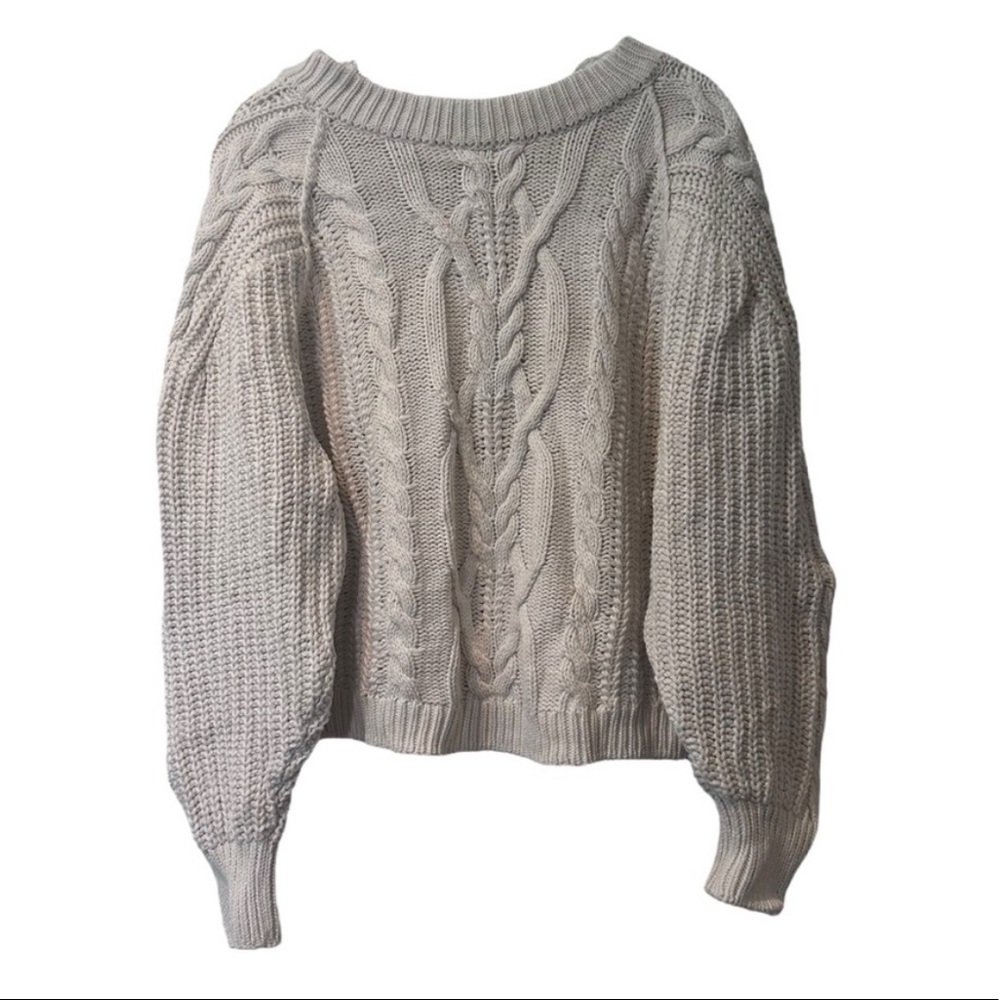 Free People Small Frankie Cable Knit Sweater Cream Ivory like NWOT